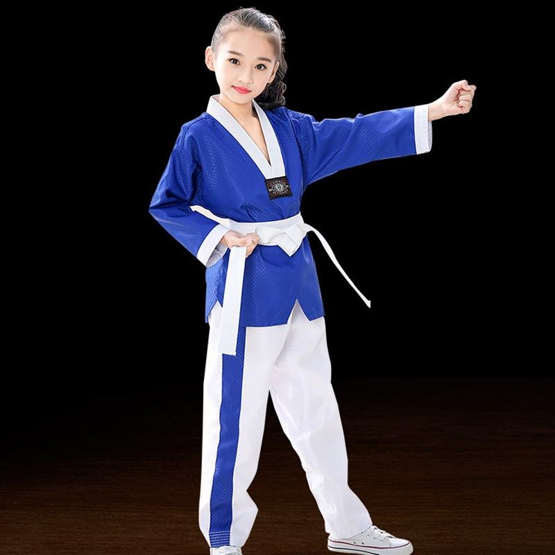 V562-C3081134060DBT-202508290508-00 Taekwondo Training Uniform Child & Adult Cotton Clothing Size 130 - Blue White Stitching - 150 - Image 1