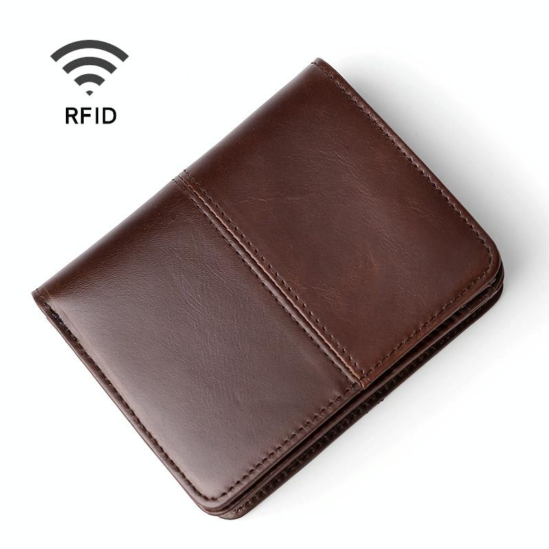 V562-C8810BCC-202508281355-00 Oilskin Leather Rfid Change Purse - Brown - Coffee - Image 1