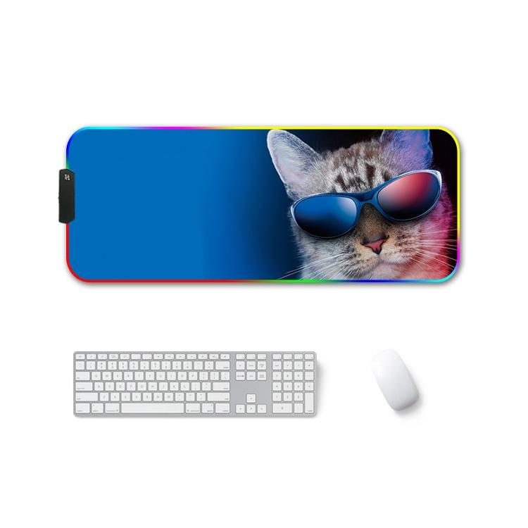 V562-F2018412750DBT-202508291526-00 Rgb Non Slip Mouse Pad With Thermal Transfer - Glasses Cat - Image 1