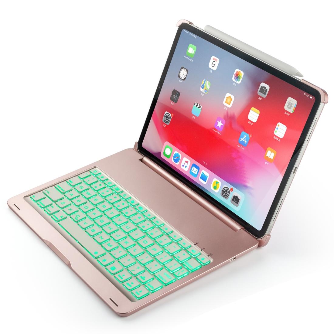 V562-GR1010D6PI-202508272207-00 Wireless Bluetooth Keyboard Case For Ipad Pro 11 2018 - Rose Gold Colourful Backlight - Image 1