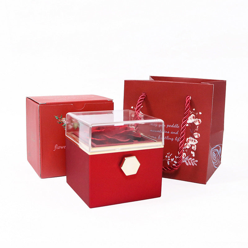V562-GU23-H063RED-202508292135-00 Vibe Geeks Eternal Rose Box Preserved Flower Surprise Proposal Jewelry Box - Red - Image 1