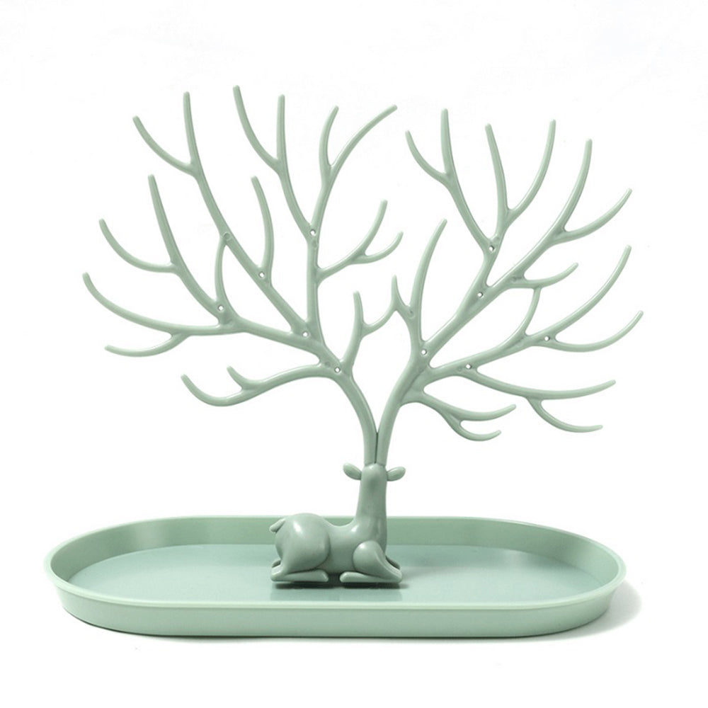 V562-GU23-JA266GREEN-202508292040-00 Vibe Geeks Antlers Tree Tower Jewelry Display Stand for Ring Earrings Necklace Bracelet - Green Basic Model - Image 1