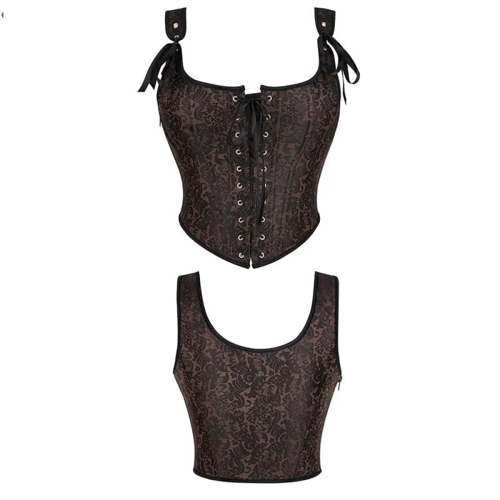V562-OBBPBBNIBBKKLBBB-10-202508291916-00 Steampunk Retro Bustier Strap Vest Tank Top Coffee Corset Plus Size Xs-6Xl - 4Xl - Image 1