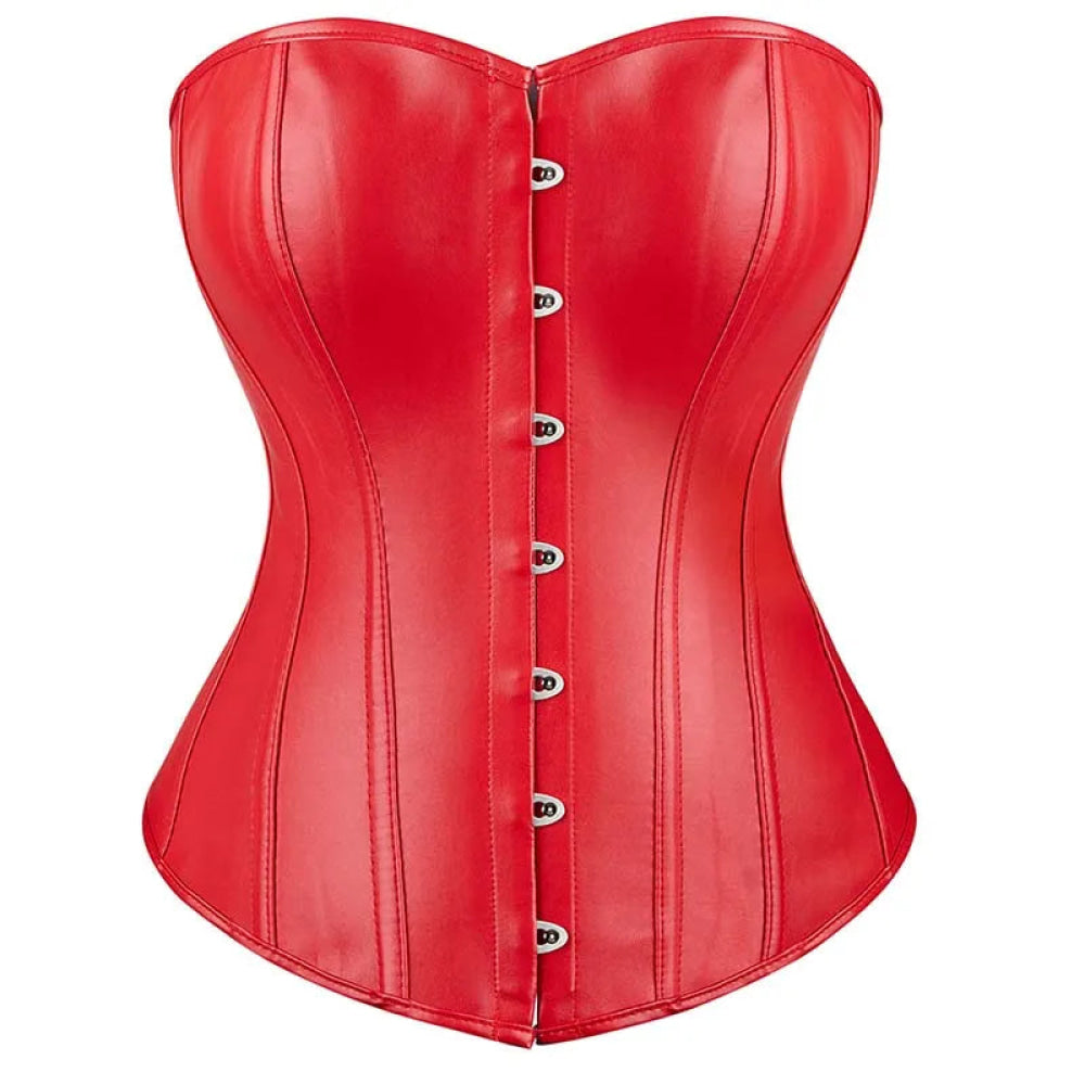 V562-OBBPBBNLOIBOXNIT-13-202508291630-00 Black Leather Plus Size Corset Slimming S-6Xl Bustier With Lace-Up Boning And Pleated Design - Red - 4Xl - Image 1
