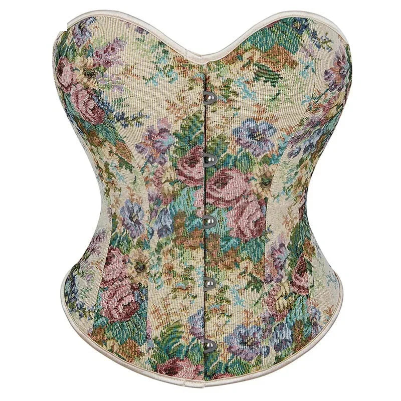 V562-OBBPBBNTBABNXNNA-9-202508291807-00 Floral Embroidered Plus Size Corset S-6Xl Strapless & Backless Lace Up 5 Brooches - 4Xl - Image 1