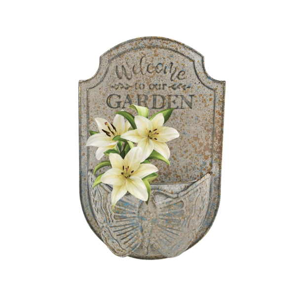 V637-11058PLN-202508251450-00 Welcome to Our Garden Wall Planter 23x36cm - Image 1