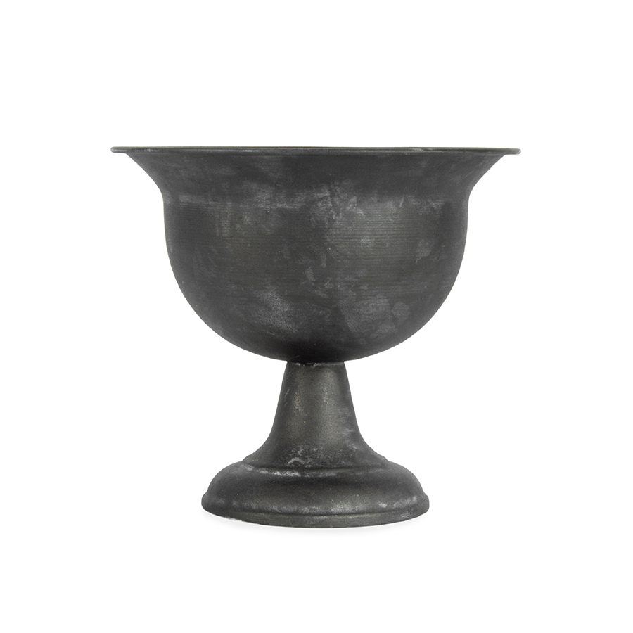 V637-19669URN-202508251235-00 Baroque Brushed Black Footed Urn 20x18cm - Image 1