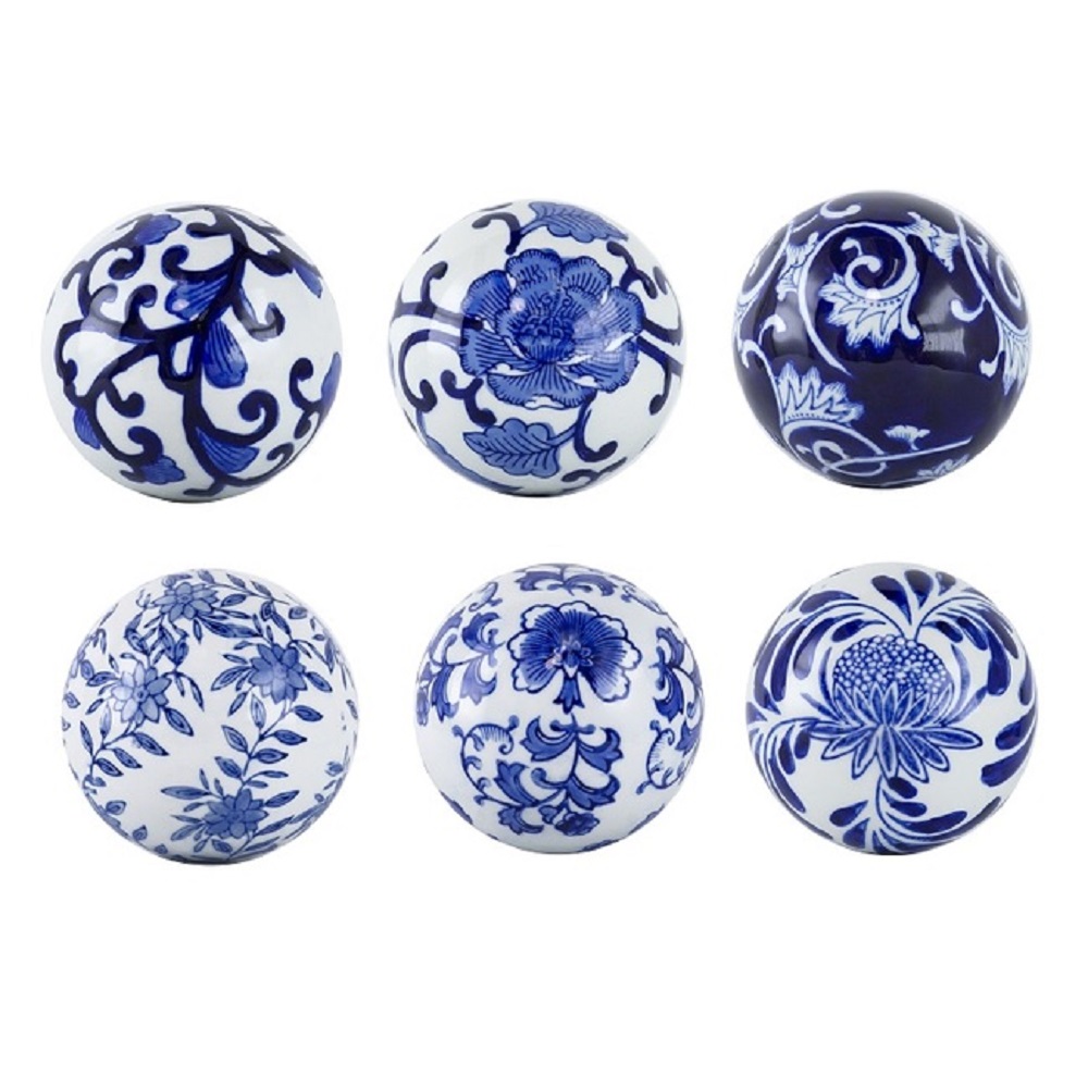V637-20845-202508251230-00 Aline Blue & White Decorator Set of 6 Balls 10cm - Image 1