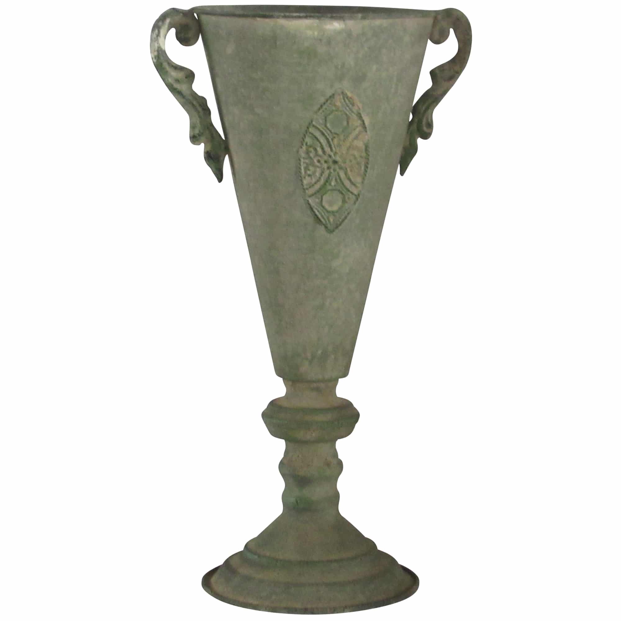 V637-37061URN-202508251440-00 Tuscan Embossed Flute Urn w/ Handles 22x40cm - Image 1