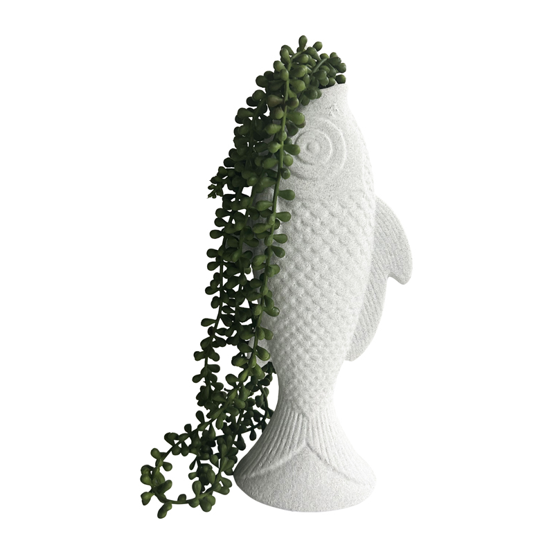 V637-88744FSH-202508251645-00 Contemporary White Fish Vase / Ornament 30cm - Image 1