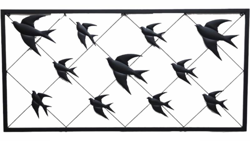 V637-E522720-202508252025-00 Flock Of Birds Metal Wall Art 122x63cm - Image 1