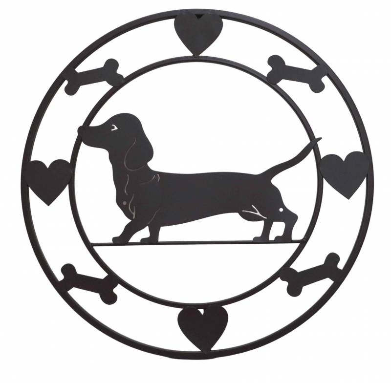 V637-E522904-202508252115-00 Round Dachshund Metal Wall Art 40cm - Image 1