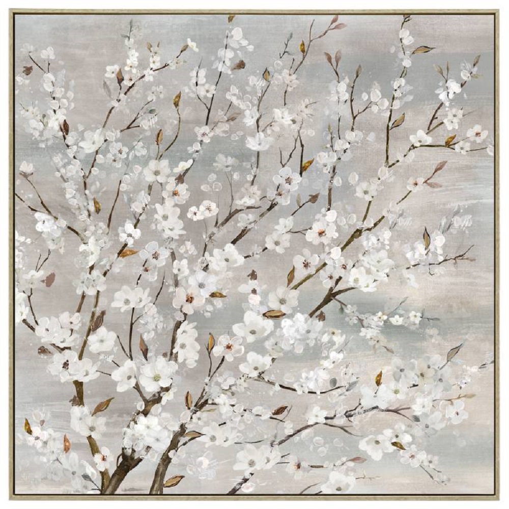 V637-E592392-202508252220-00 Wood Framed Blossom Canvas Wall Art 80cm - Image 1
