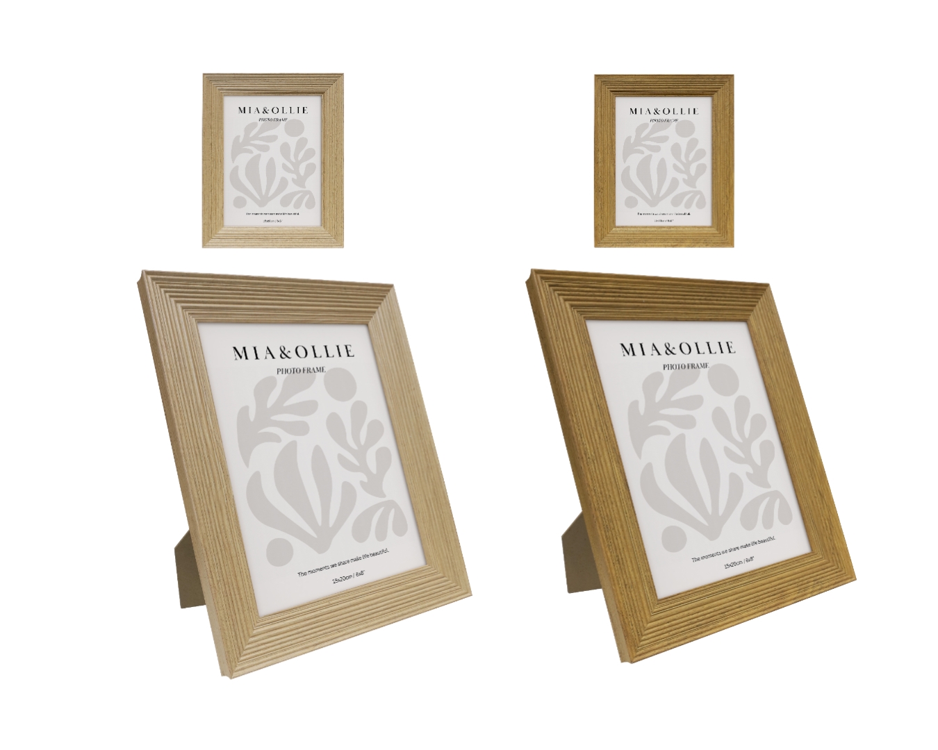 V637-PHO37318-202508252115-00 Set 2 Photo Frame Oak '6x8in' Assort 20cm - Image 1