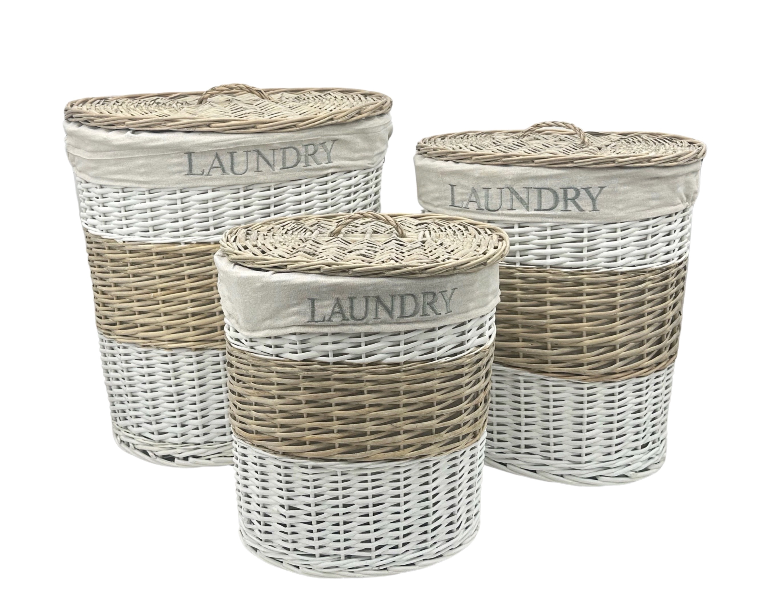 V637-WDB35430-202508260645-00 Set 3 Hampton Willow Round Laundry Basket 52x55cm - Image 1