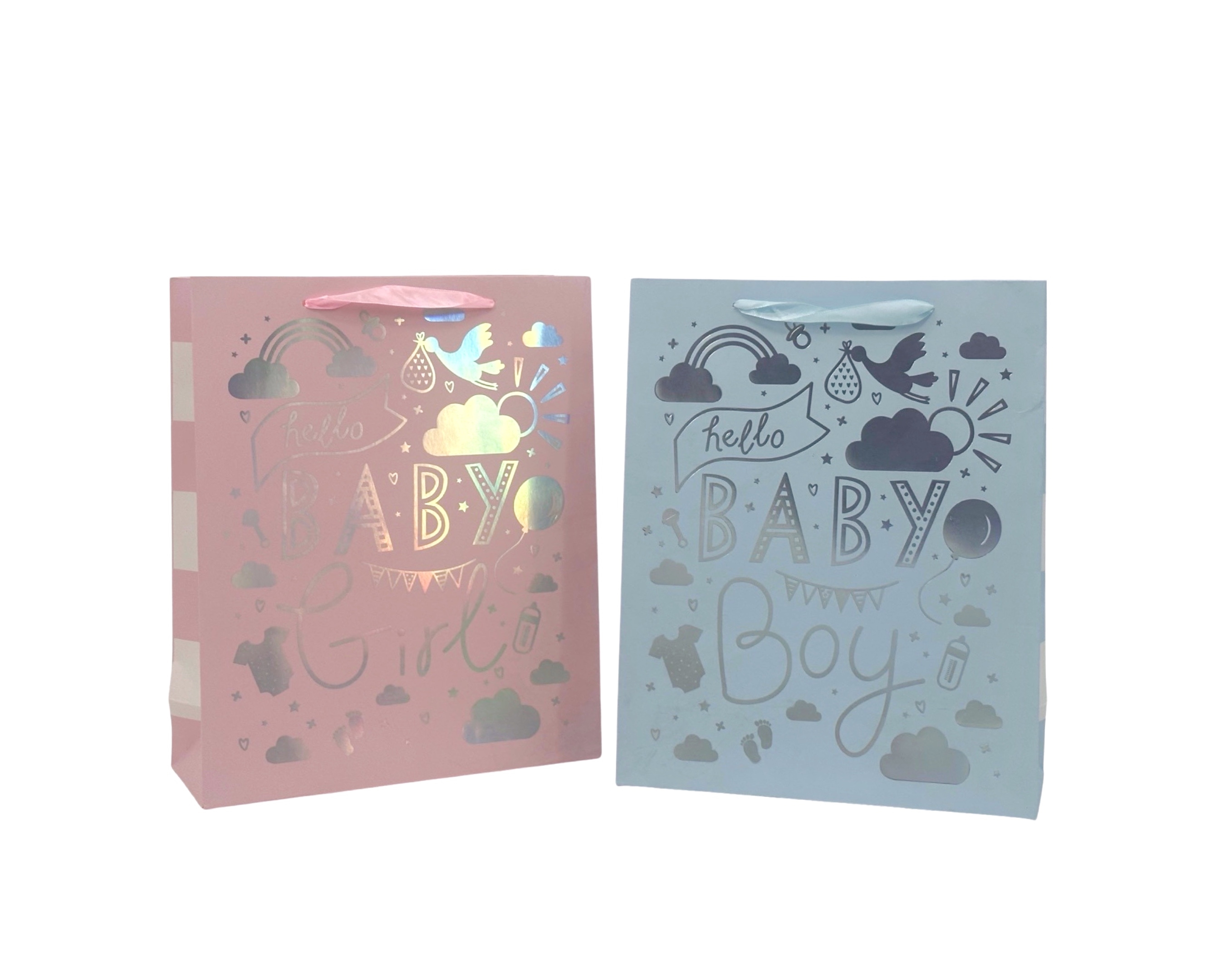 V637-WRP35010-202508260750-00 bulk 24 Large Foiled Baby Gift Bag Assort 32cm - Image 1