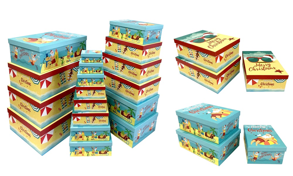 V637-XMS31518-202508260835-00 bulk 2 Xmas Beach Fun Gift Box Set 18 Assort Various Sizes Present 43cm - Image 1
