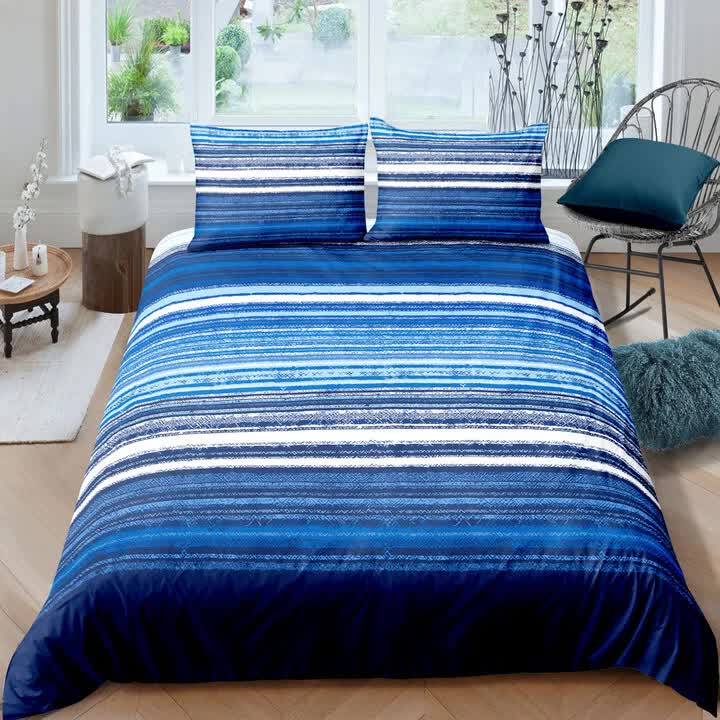 V745-MAB010884AJ3-202508061205-00 Nordic Calm stripes Blue 3‑Piece Comforter Set – Scandi Chic Vibes - Image 1
