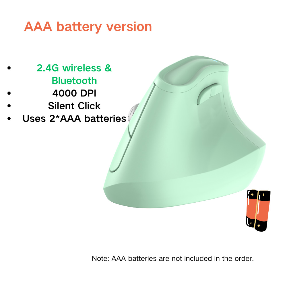 V888-ELOSUNG35706-202507160946-00 Ergonomic Vertical Mouse - Multi-Device Bluetooth5.0 & 2.4G Wireless, Adjustable DPI, Silent Click(green) - Image 1