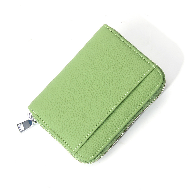 V888-ELOSUNG35998-202509081110-00 Genuine Leather RFID Blocking Accordion Card Holder & Coin Purse - Large Capacity Zip Wallet(green) - Image 1