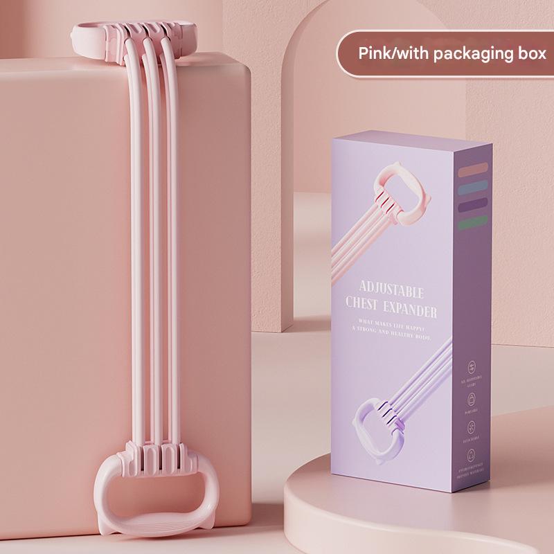 V888-ELOSUNG36072-202507281704-00 Pink Adjustable Resistance Chest Expander with 6 Levels - Cute Cat Ear Puller for Full Body Workout - Image 1