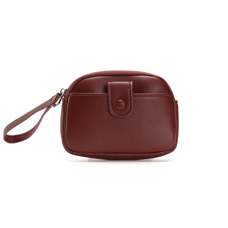 V888-ELOSUNG36282-202508141915-00 Red Womens Compact PU Leather Coin Purse - Stylish Mini Wallet Wristlet with Card Holder and Key Ring - Image 1