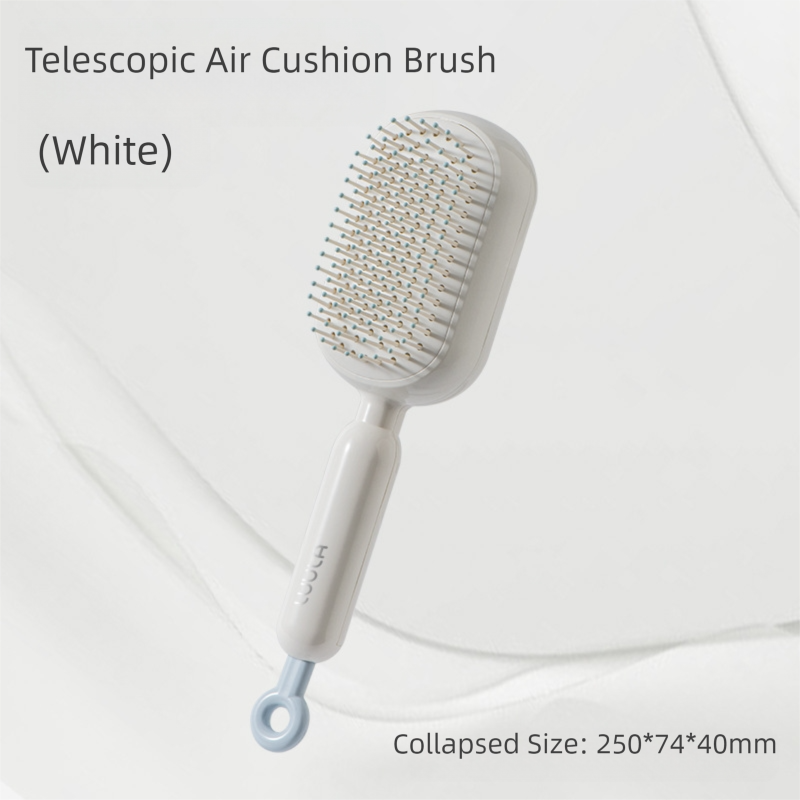 V888-ELOSUNG36479-202509111145-00 White Innovative Self-Cleaning Cushion Hairbrush - Retractable Bristle Detangling & Scalp Massager - Image 1