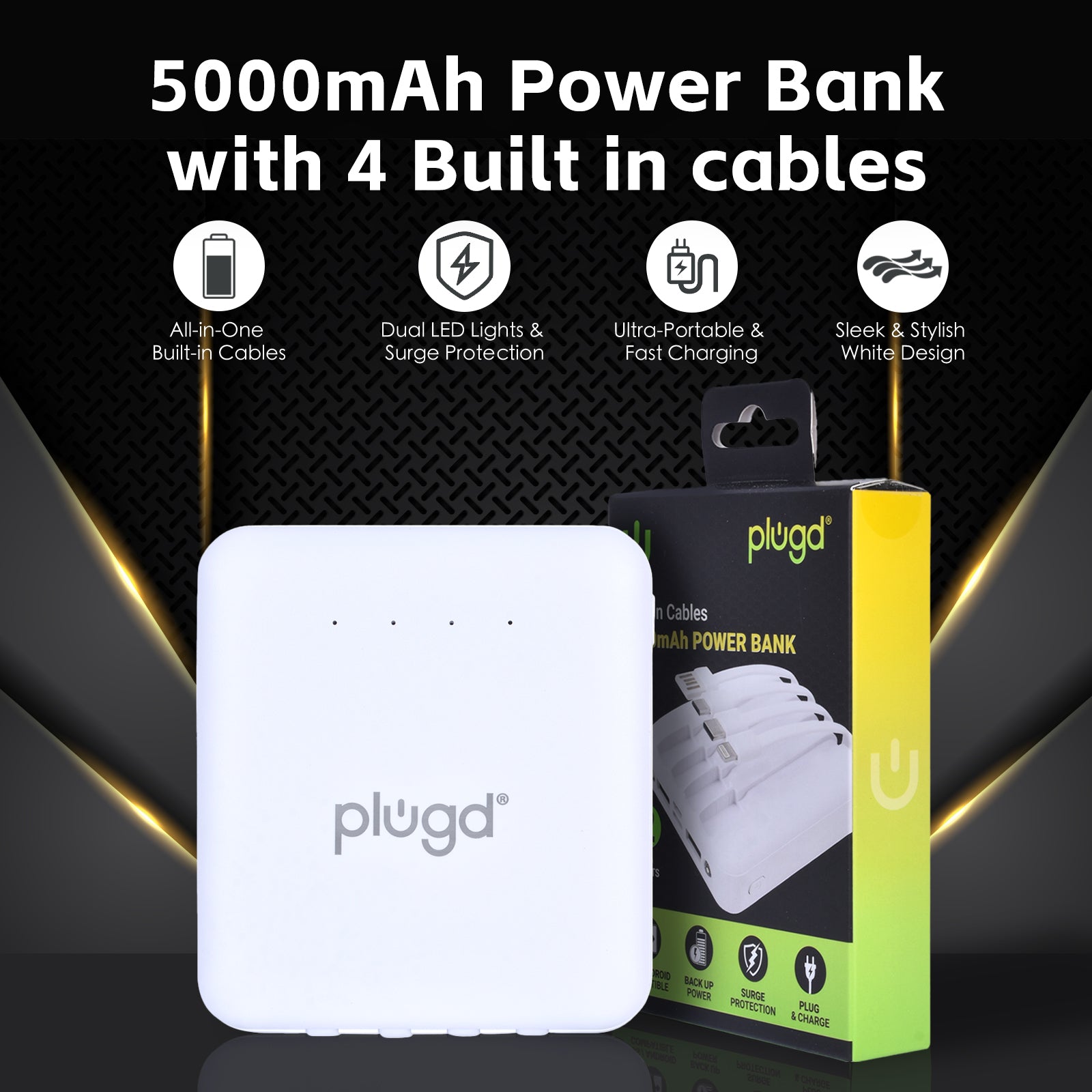 V915-EL0117-202509250841-00 5000mAh Fast Charge Power Bank with 4 Built-in Cables and LED Lights - Image 1