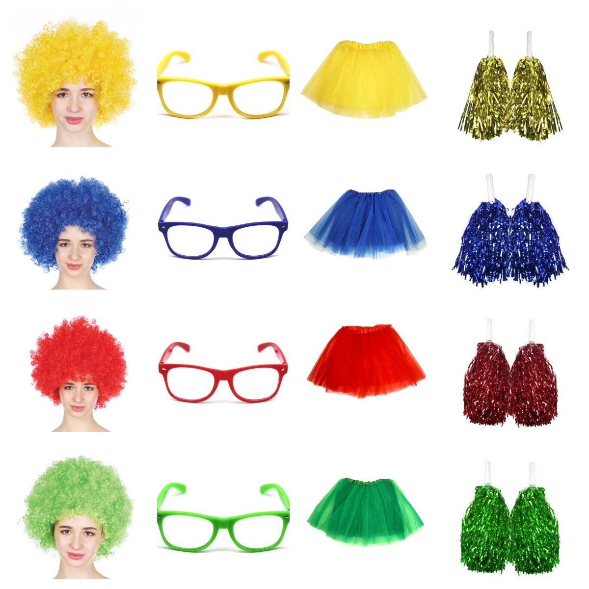 V922-AWD-E1211-HOUCOLG-202508251145-00 School house carnival colour celebrates kit Wig Glasses Tutus and Pom Poms - Green - Image 1