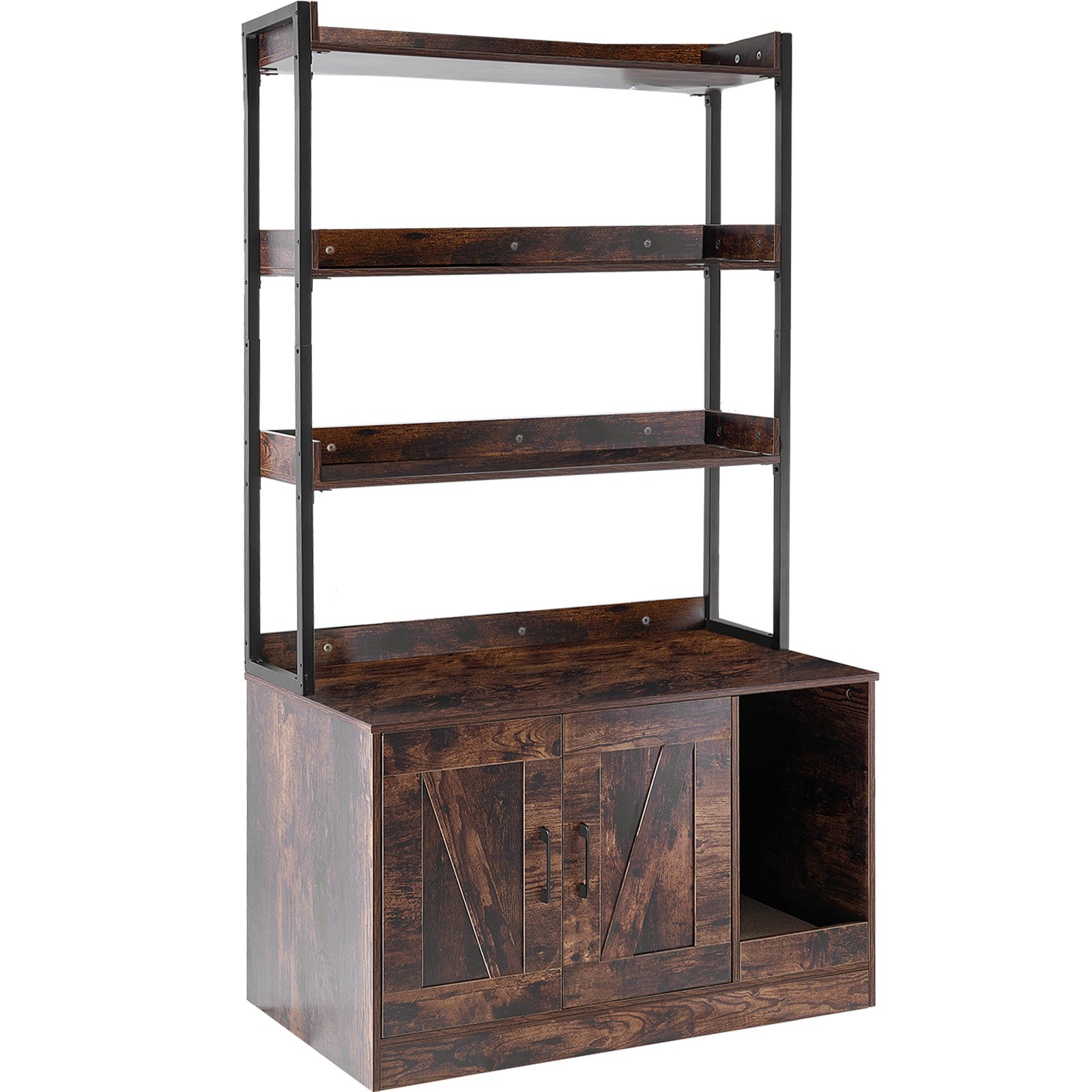 V952-DHSCBBSNJSMSUOAB6V0-202507141745-00 VEVOR Cat Litter Box Enclosure Wooden Litter Box Furniture Hidden with 3 Shelves - Image 1