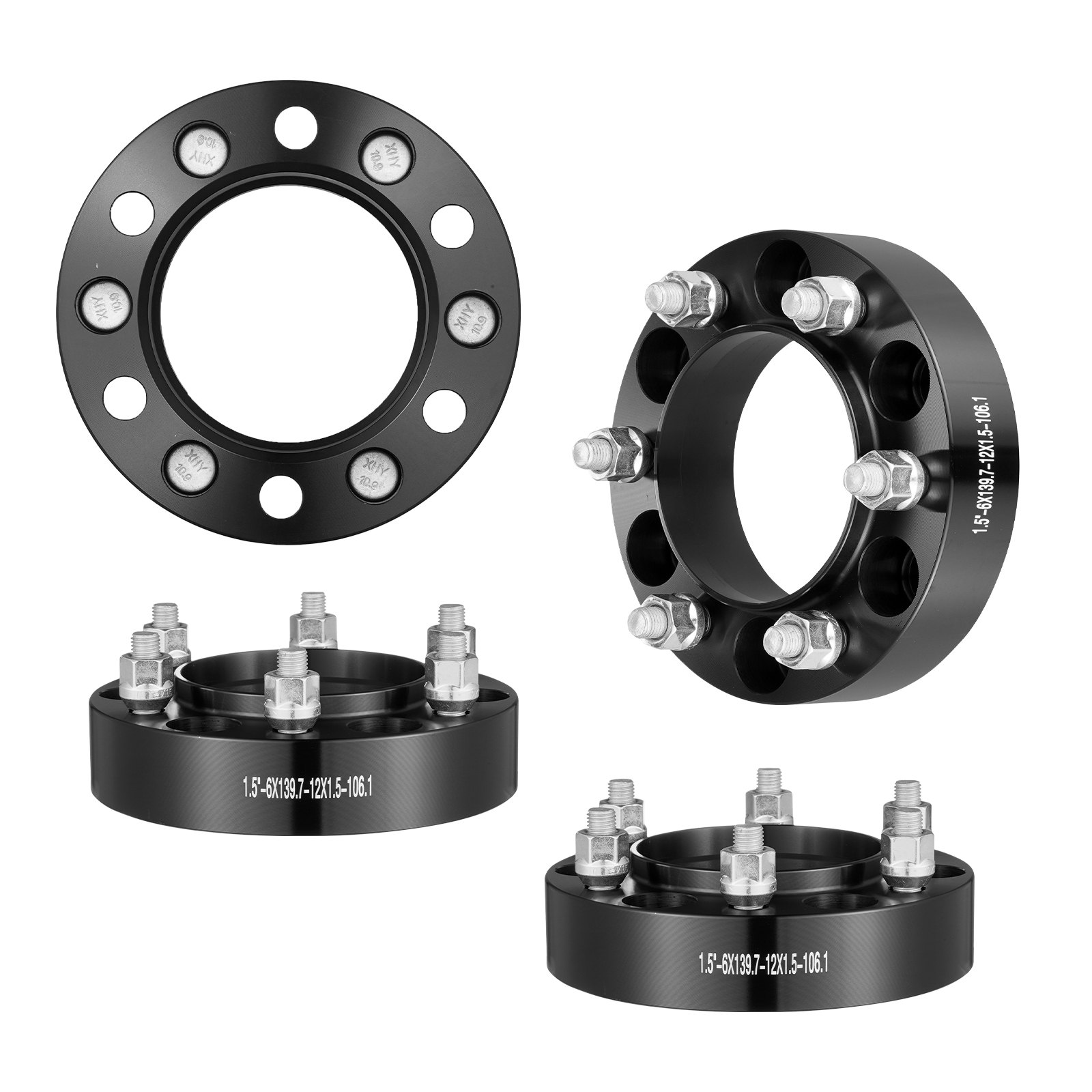 V952-LSSFLP15YC6XNE9HPV0-202507141748-00 VEVOR 1.5" 6"x5.5" Wheel Spacers Wheel Adapters 6 Lug Forged Spacer 4 PCS Black - Image 1