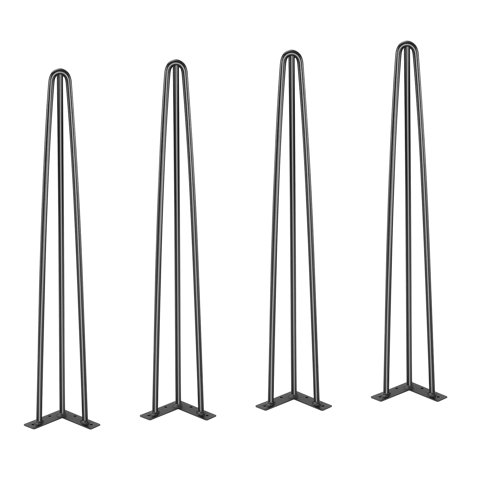 V952-TZ3YGZTHSTGS942SZV0-202507141440-00 VEVOR Hairpin Table Legs 0.7M, Set of 4 Desk Legs 408.2KG Load Capacity, Hairpin Desk Legs 3 Rods for Desk Chairs Bench Dining End Table, Solid Carbon Steel Heavy Duty Furniture Legs Black - Image 1