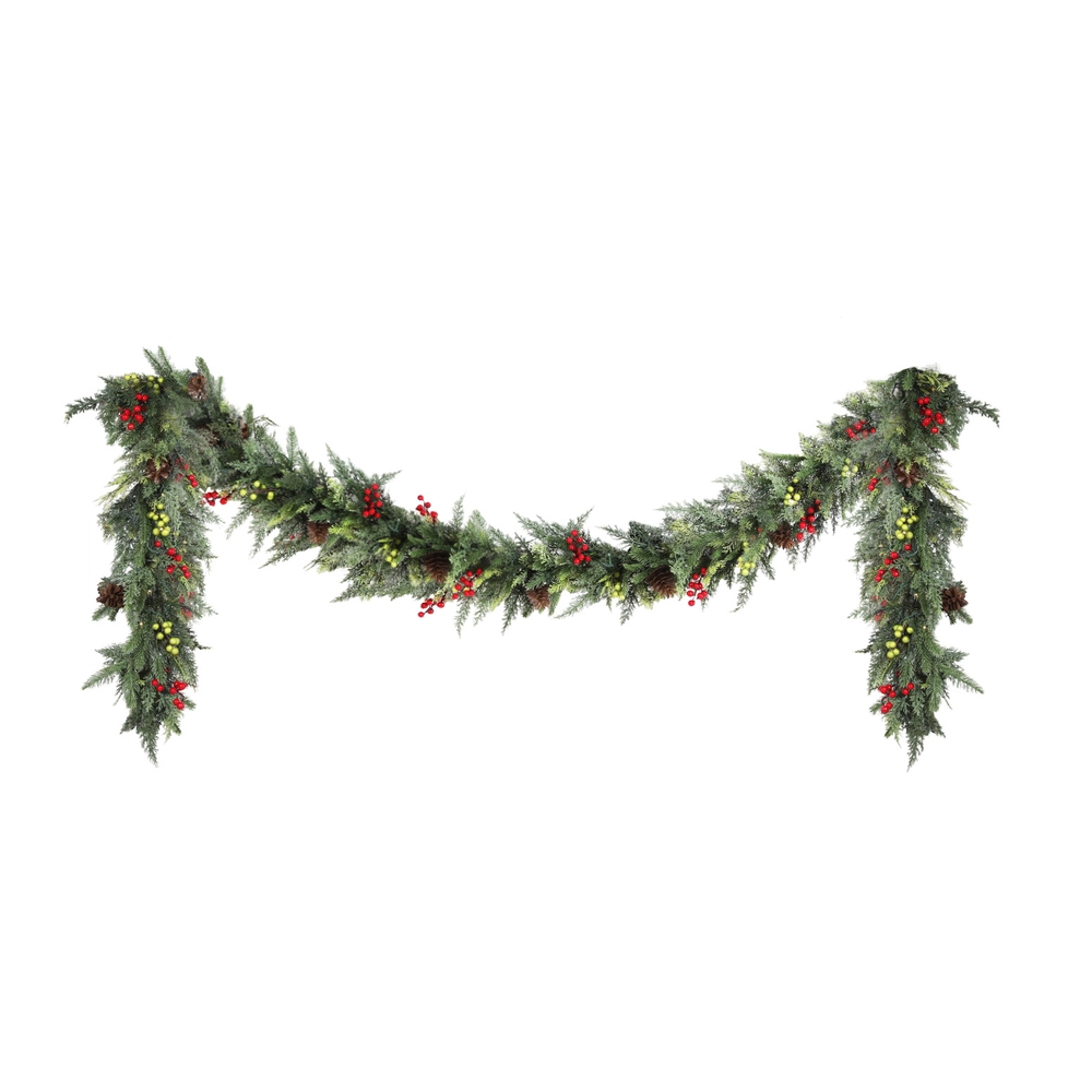 XM-TR-GAR-BR-3M-LED-202508061850-00 Jingle Jollys 3M Christmas Garland Pre-lit LED with Pine Cones Xmas Decor Green - Image 1